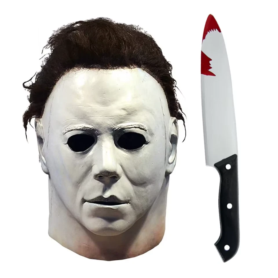 Maschera Di Halloween Michael Myers Maschera in Lattice Bianco Film Cosplay Rave - Immagine 1 di 4