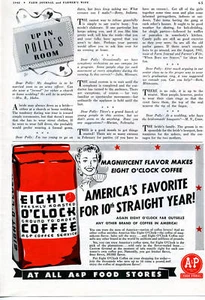 1942 Print Ad of A&P Eight O'Clock Coffee "America's Favorite" - Bild 1 von 2