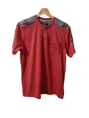 Quilted Giraffe Large Men's Red Heather/Grey Short Sleeved T Shirt Pre-Owned - Image 1 of 4