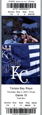 Boleto completo Tampa Bay Rays vs Kansas City Royals 2/05/2013  Foto 1 de 2