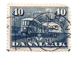 Estampilla usada azul danesa Dinamarca 1947 SC: 303 40 Øre azul - Imagen 1 de 1