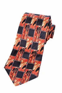 LANVIN Para Hombre 100% Naranja y Negro Vestido de Seda Accesorio Cuello Corbata - Imagen 1 de 2