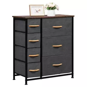 7 Drawer Chest of Drawers Fabric Storage Cabinet Bedroom Children Organizer Unit - Picture 1 of 11