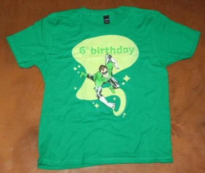 WARNER BROS Kids Green Lantern 6th Birthday Boys Youth Large T-Shirt Happy NEW - Image 1 of 4