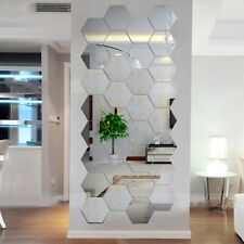 12Pcs Mirror Hexagon Removable Acrylic Wall Stickers Art DIY Home Decoration