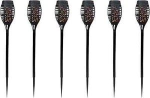 HUNNY Solar Plastic Flame Tiki Light 12 LED  20" Tall 3-Inch Wide- 6 Pack - Picture 1 of 3