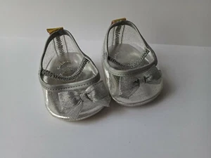 Build a bear High Heel Shoes Clear With Glitter And Silver Bow Accent - Picture 1 of 4
