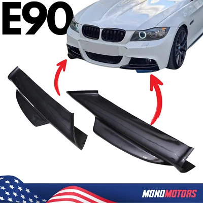 2 SIDE LOWER SPOILER FOR BMW E90 3 SERIES M-TECH Bumper Spoiler Lip Splitter Kit - Image 1 of 4
