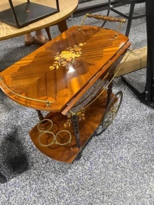 Carro de té o postre italiano vintage de marquetería Foto 1 de 2