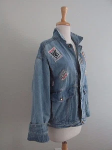 Chaqueta vaquera holgada vintage Vertigo Paris para mujer talla XL con parches - Imagen 1 de 10