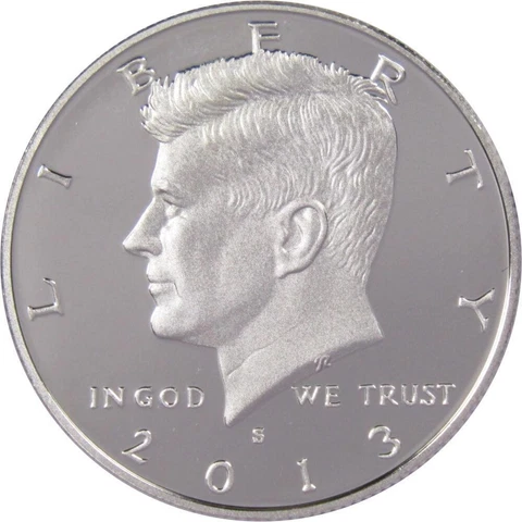 2013 S Kennedy Half Dollar Choice Proof 90% Silver 50c US Coin Collectible Cover