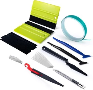Car Wrap Kit Carbon Fiber Sticker Film Tint Vinyl Squeegee Glass Knifeless Tape - Picture 1 of 9