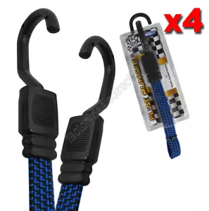 Flat Bungee Straps with Hooks 45cm Long x 18mm Wide - Pack of 4 Blue #FBH45 x4 - Picture 1 of 2