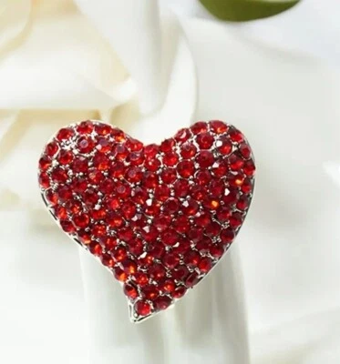 Broche corazón cristal rojo unisex amor san valentín navidad regalo cumpleaños adulto uk Foto 1 de 4