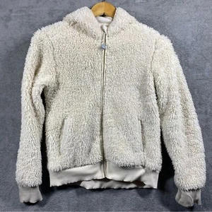 Athleta Jacket Girls Size 12 So Snug Cream Long Sleeve Sherpa Thumbholes - Picture 1 of 11