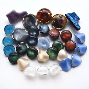 Nice Variety Lot MoonGlow Glass Buttons Some Sets & 2 Shoes 1/2 - 7/8” - Picture 1 of 6