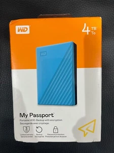 Wd 4Tb My Passport Usb 3.0 Blue Ext Hdd -Brand New Sealed Box - Picture 1 of 3