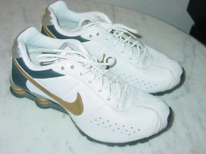 2009 Womens Nike Shox Classic 2 White/Gold/Silver Leather Running Shoes Size 7.5 - Picture 1 of 12