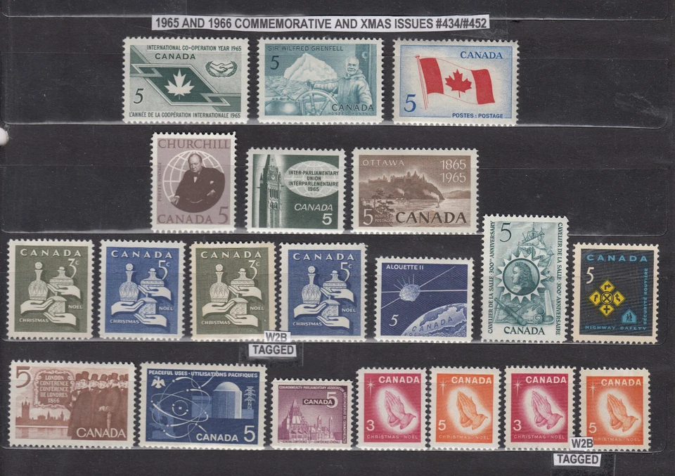 1965-1966 #437-#452 COMPLETE YEAR SETS 3¢-5¢ COMMEMORATIVE & XMAS ISSUES F-VF - Image 1 of 1