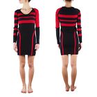 Alexander Mcqueen MCQ Women's Rib Knit Navy Crimson Striped Dress size S / Small
