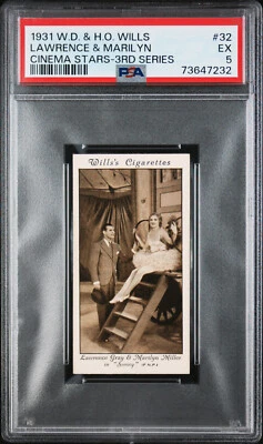1931 Wills Tobacco Card #32 Lawrence and Marilyn Cinema Stars PSA 5  - Image 1 of 2