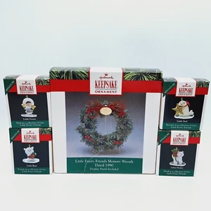 Hallmark 1990 Frosty Friends Wreath w/4 Mini Ornaments Eskimo Seal Bear Husky - Picture 1 of 7