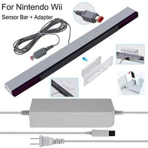 3 in 1 Wii Power Adapter Console Charger + Motion Sensor Bar For Nintendo Wii - Picture 1 of 36