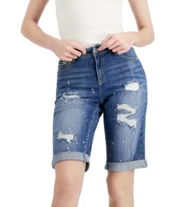 INC International Concepts Women's Ripped Bermuda Shorts Medium Indigo Size 2/26 - Picture 1 of 3