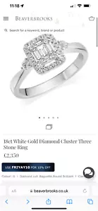 Beaverbrooks- engagement ring-18ct- white gold SI1 diamond cluster ring - Picture 1 of 8