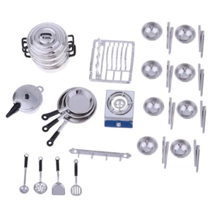 Forniture Da Cucina in Metallo Stoviglie Set Da Tavola per 1:12 - Foto 1 di 12