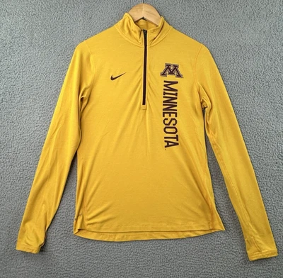 Minnesota Golden Gophers Nike 1/4 Zip Pullover Shirt Women Medium Yellow Dri-Fit - Image 1 of 4