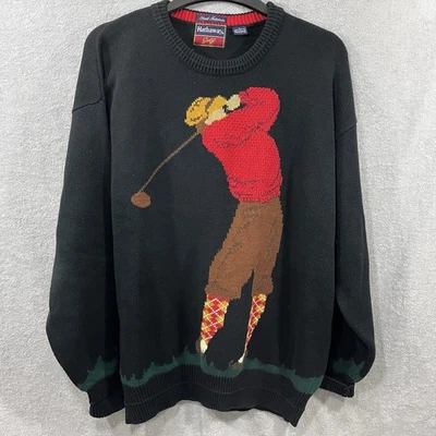 Suéter De Colección CF Hathaway Mano Intarsia Golf Gráfico Años 90 Talla Grande Foto 1 de 4