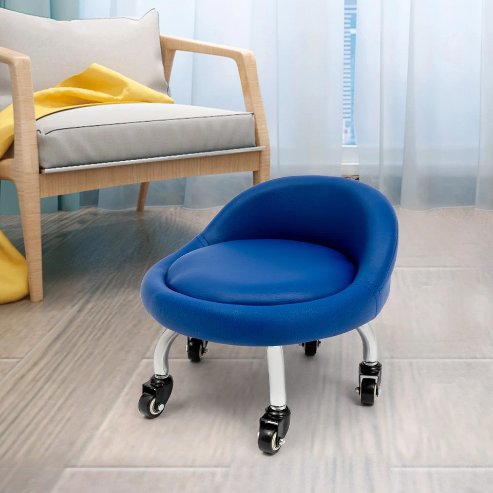 Low Height Footstool W/Backrest Wheels Foot Rest Footrest Stool Office Home Shop - Image 1 of 4