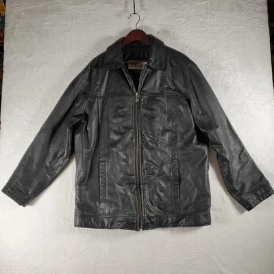 Wilsons Leather M. Julian Black Long Sleeve Zip Motorcycle Jacket Mens Large Y2K - Image 1 of 4