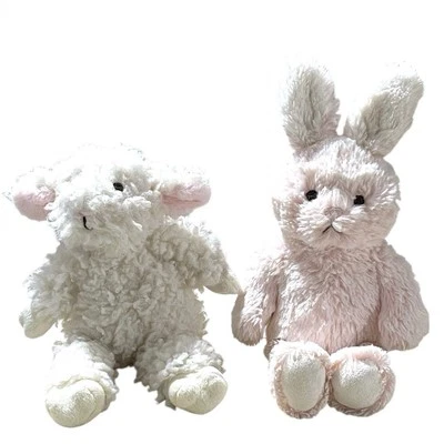 Lot Pottery Barn Kids PBK Pink Bunny Rabbit White Lamb Sheep Plush Lovey Easter - Image 1 of 4