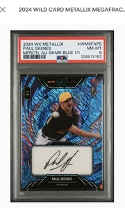 2024 Wild Card Metallic Auto Paul Skenes 1/1 Diag. Shimmer Blue-Foil PSA NM-MT 8 - Bild 1 von 3