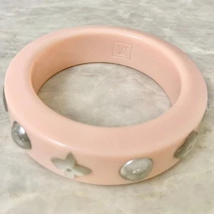 Louis Vuitton Authentic bangle monogram studs pink shell flower Wrist 20cm C01 - Picture 1 of 5