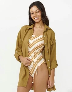 Rip Curl Womens S PREMIUM SURF HOLIDAY SHIRT TOP New - 024WSH Bronze Rrp $89.99 - Picture 1 of 5
