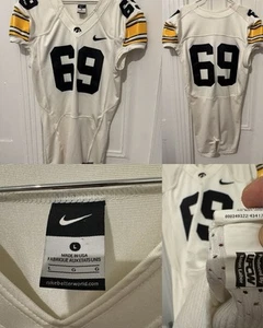 Iowa Hawkeyes #69 Nike Authentic Team Issued Road White Football Jersey - Picture 1 of 12
