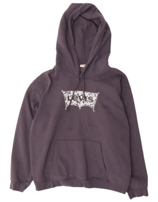 Sudadera con Capucha LEVI'S Para Mujer Gráfica Calce Suelto Reino Unido 18 XL Azul Marino Algodón BD34 Foto 1 de 3