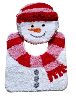 Праздничный ковер и чехол на сиденье унитаза Snowman 17 x 16,5 дюйма и 12,5 x 14,5 дюйма - Изображение 1 из 4