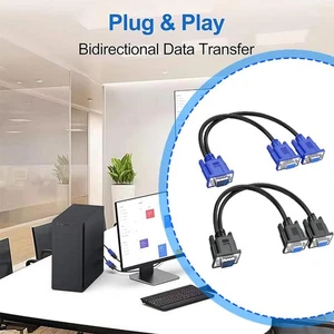 1 PC to 2 Way VGA SVGA Monitor Y Splitter Cable Lead TFT 15Pin Female Male D1W1 - Picture 1 of 14