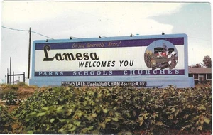 Vintage Texas Chrome Postcard Lamesa Welcomes You Sign Dawson County - Imagen 1 de 2