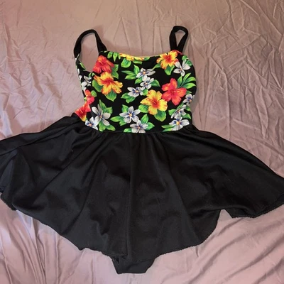 3860 De Colección Años 80 Retro Floral 1 pieza Traje de Baño con Falda Natación XL Foto 1 de 3