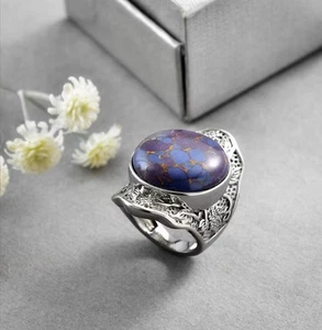 Mojave Purple Turquoise 18.20 ctw Solitaire Ring in Stainless Steel Size 10 - Picture 1 of 6