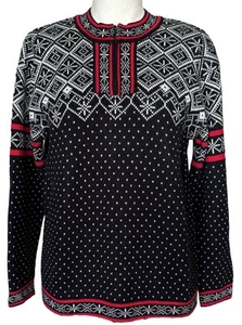Hanna Andersson Fair Isle 1/4 Zip Pullover Sweater Black Red White Unisex Size S - Picture 1 of 9
