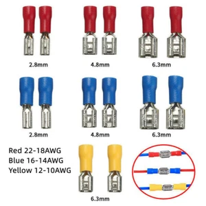 10/100x Vinyl Insulated Female Male Spade Terminals Wire Crimp Connectors Kit - Picture 1 of 13