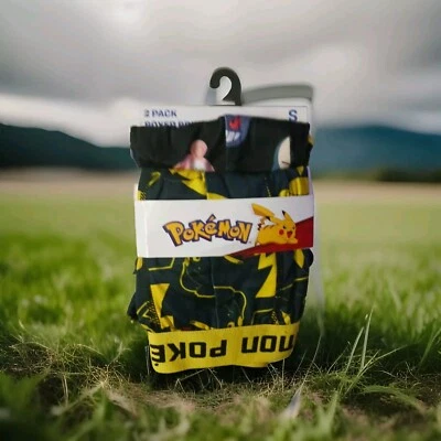 Pokemon Mens 2 Pack Small/28-30 Boxer Briefs - Black Yellow Blue - Image 1 of 4