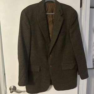 Chaps Ralph Lauren Houndstooth Virgin Wool Blazer Jacket 42T Brown Purple Label - Picture 1 of 14