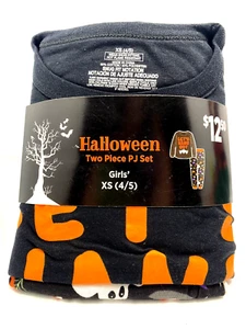 Halloween Theme Girls 2 Piece Pajama Set Size XS (4/5) Black B*H - Picture 1 of 4